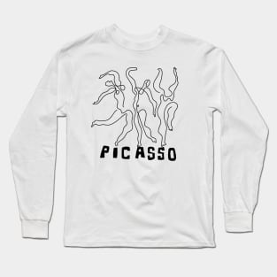 One line art of women dancing Long Sleeve T-Shirt